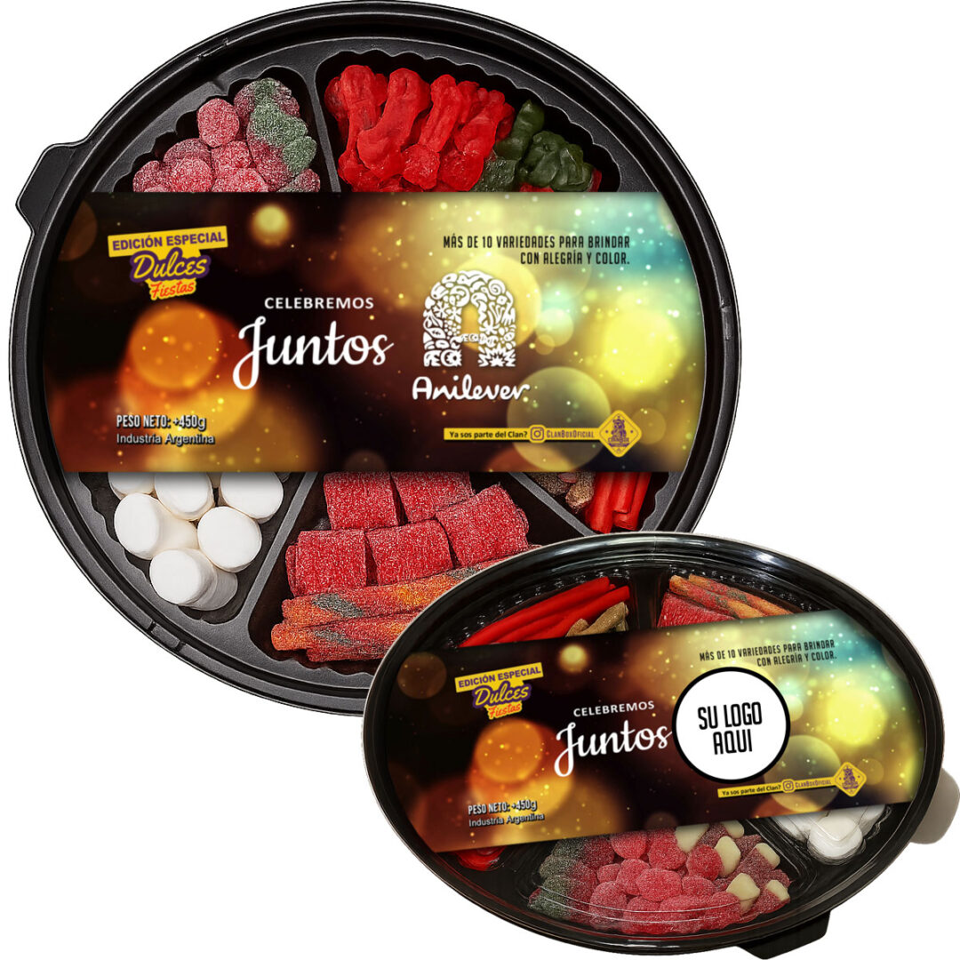 Bandeja Dulce Navidad Personalizada Con Tu Logo Regalo Empresarial - Alternativa Caja Navideña - Motivo: Celebremos Juntos